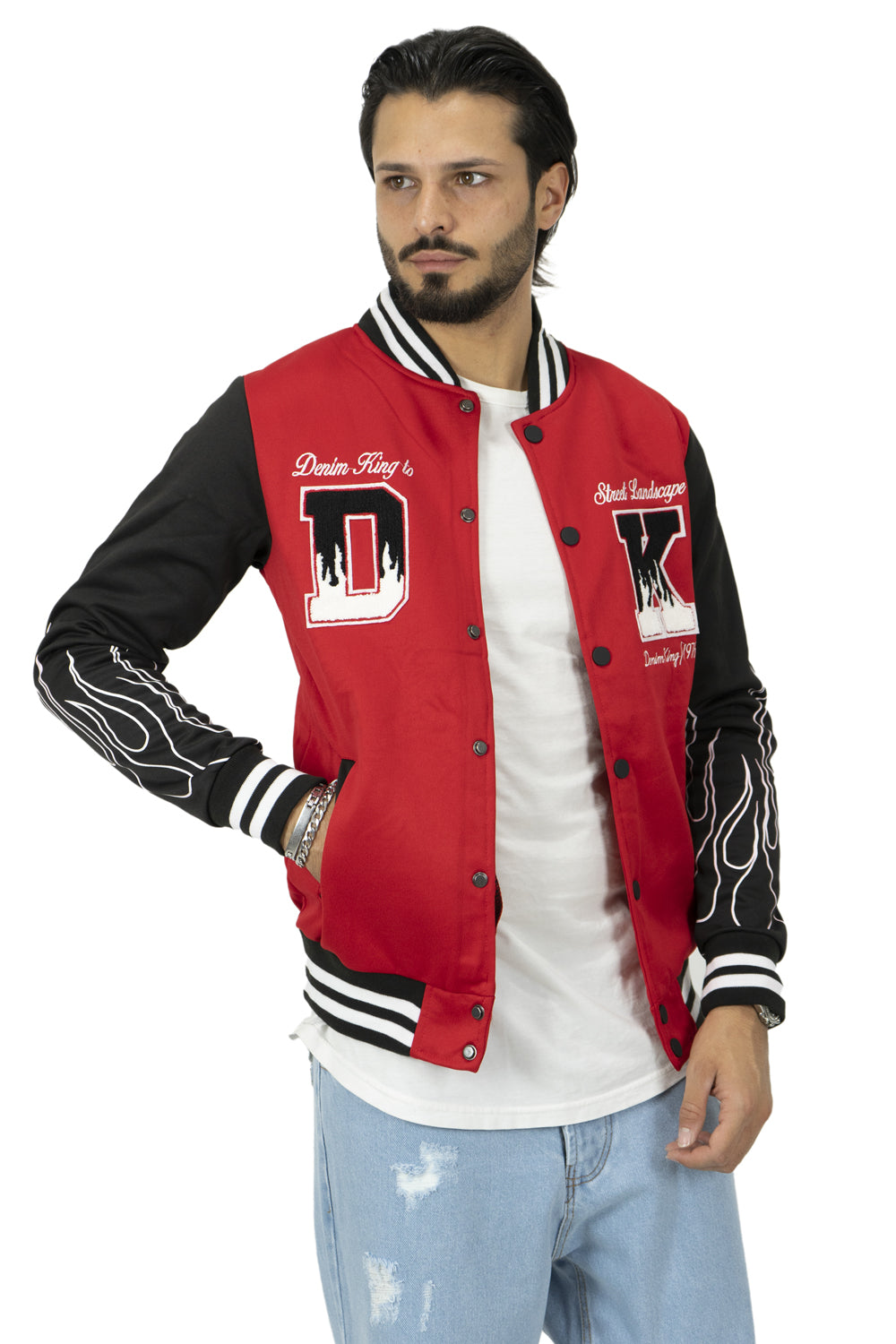 Felpa Uomo College Varsity Fiamme Art. Fe139