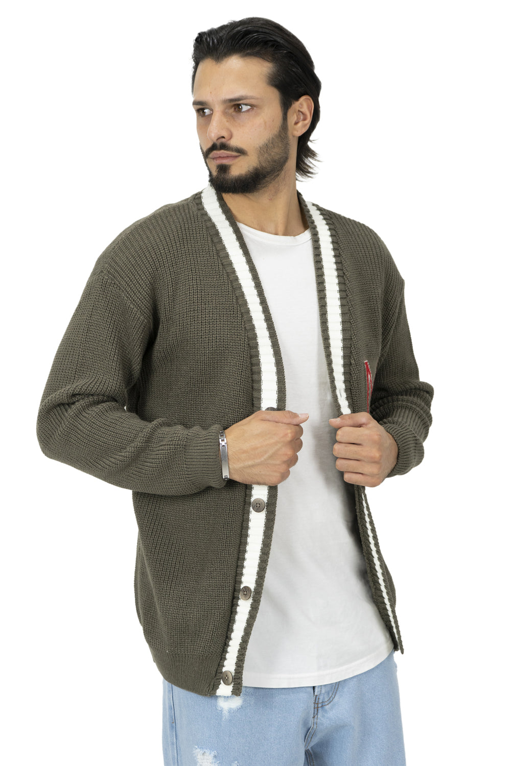 Maglione Cardigan College Con Lettera Ricamata Art. Mg94