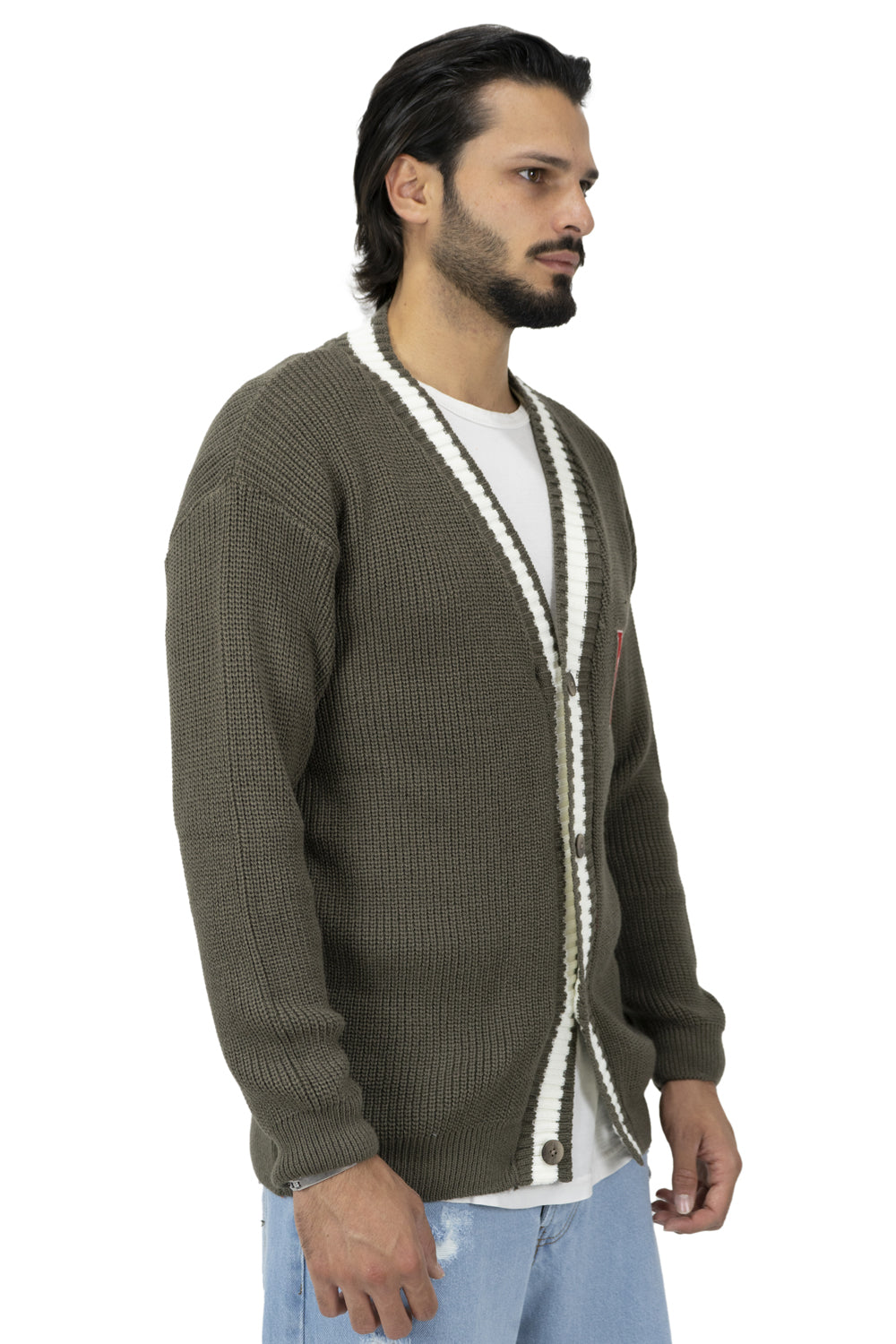 Maglione Cardigan College Con Lettera Ricamata Art. Mg94