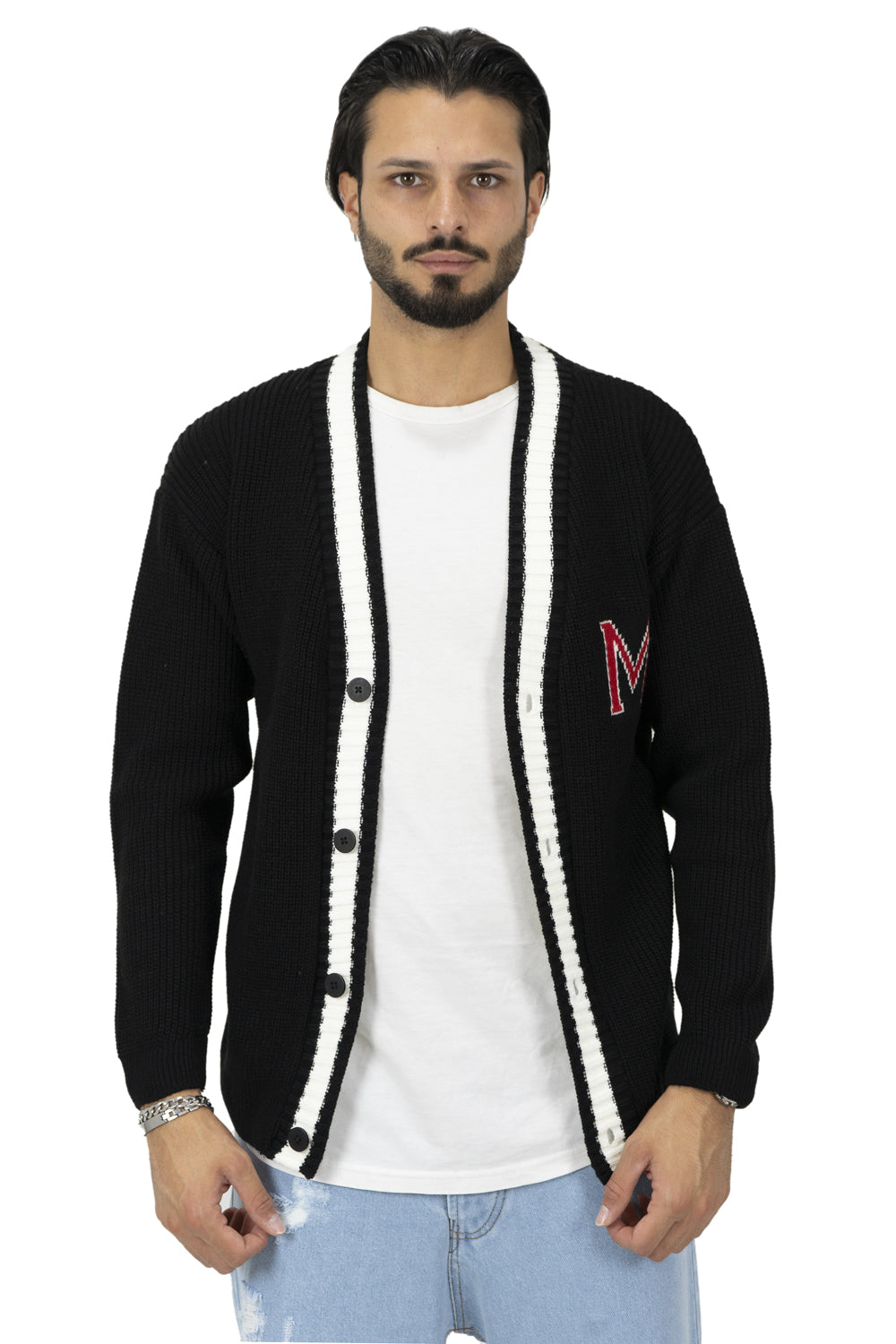 Maglione Cardigan College Con Lettera Ricamata Art. Mg94