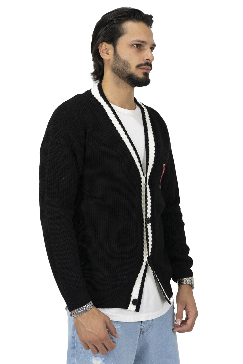 Maglione Cardigan College Con Lettera Ricamata Art. Mg94