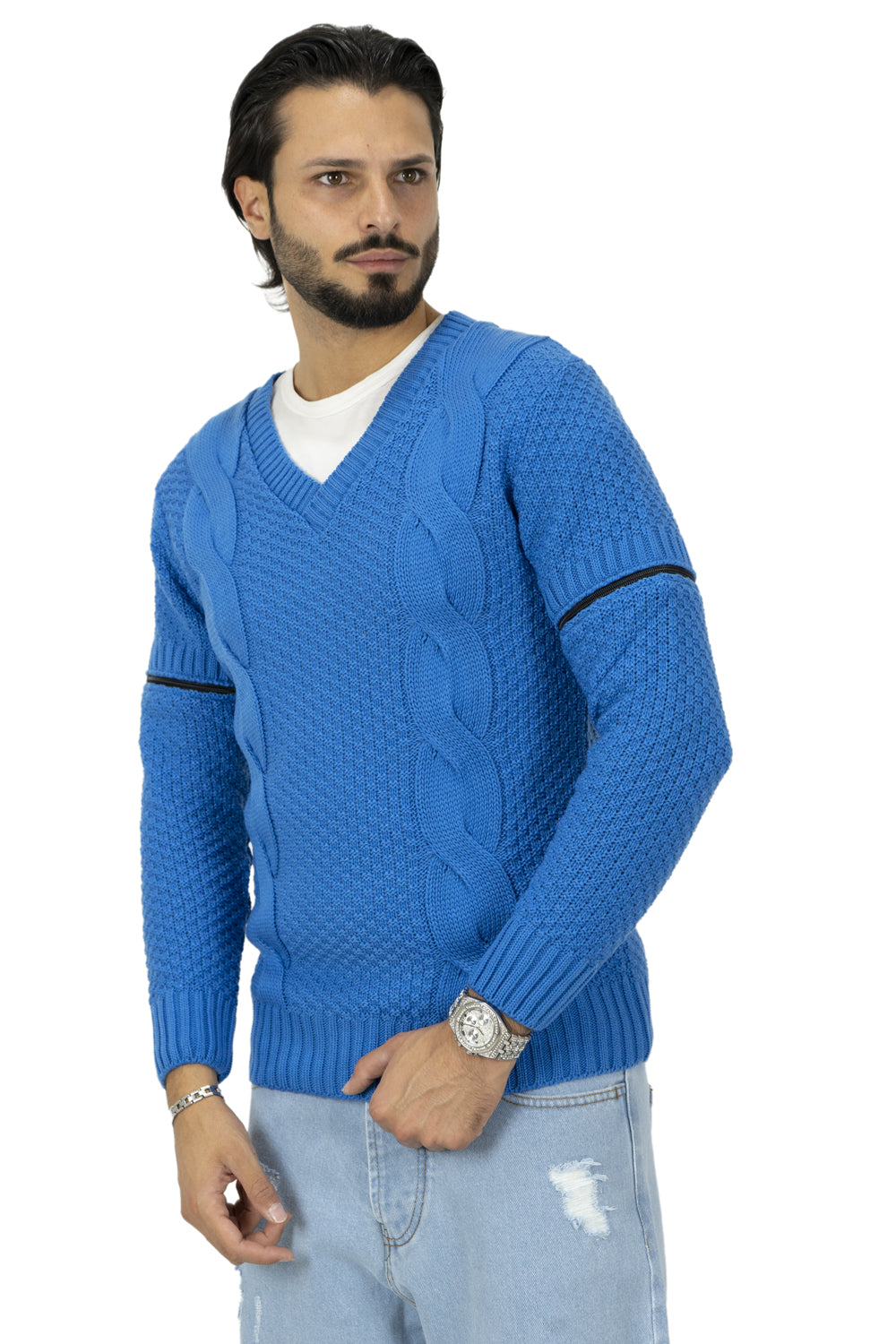 Maglione Uomo Scollo V Con Maniche removibili Art. Mg92