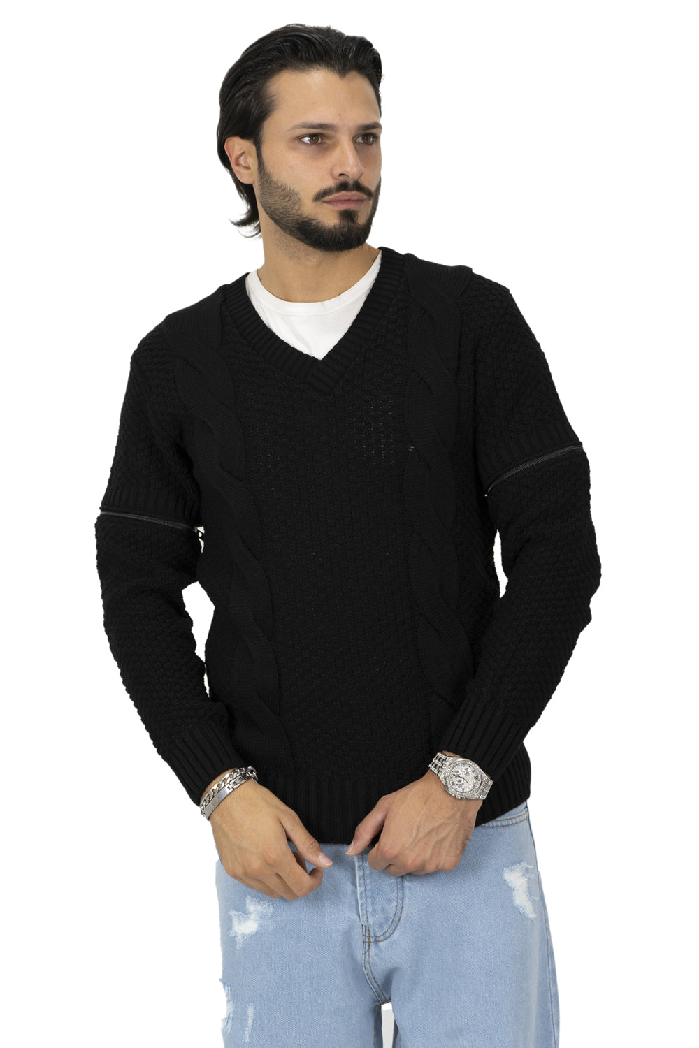 Maglione Uomo Scollo V Con Maniche removibili Art. Mg92