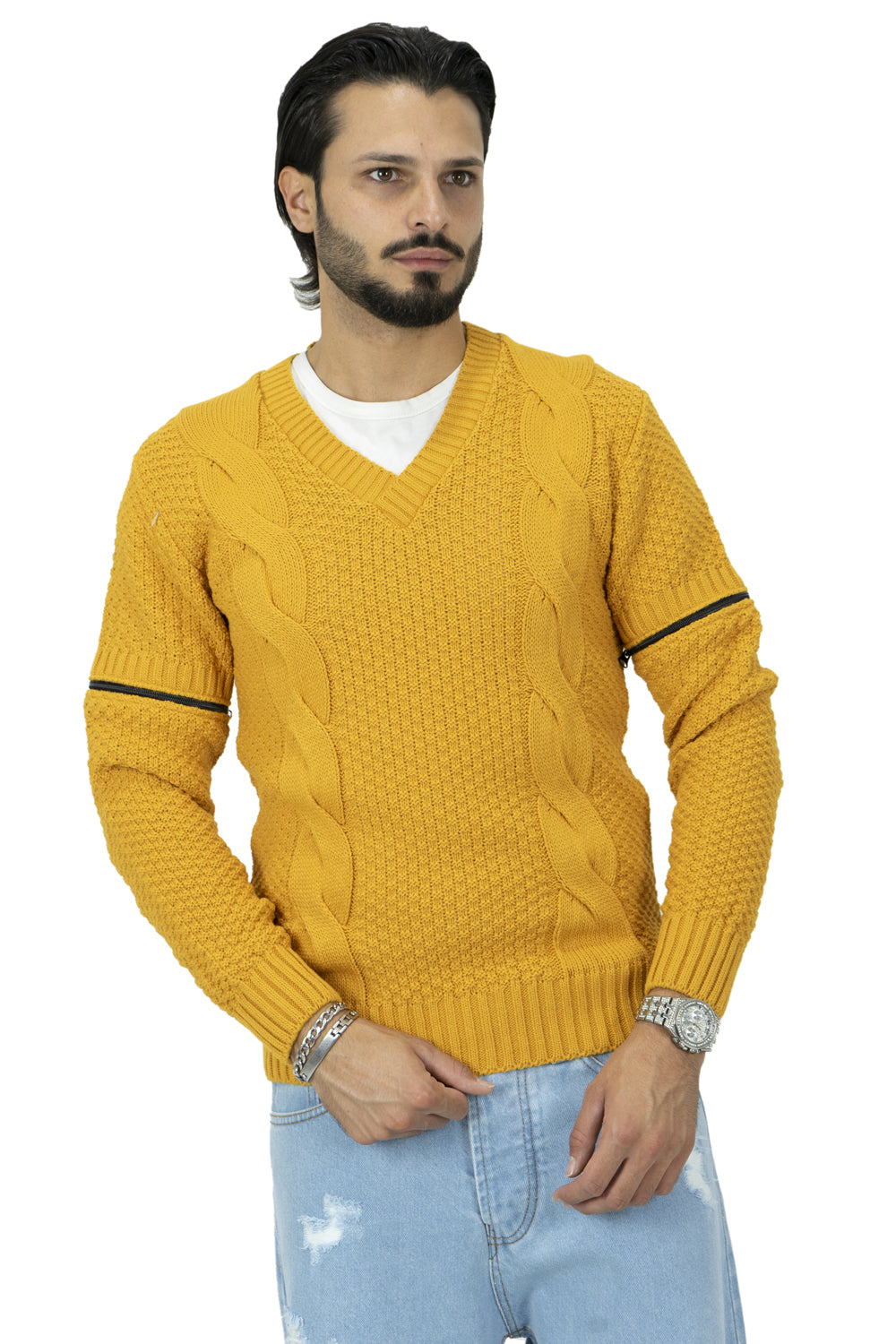 Maglione Uomo Scollo V Con Maniche removibili Art. Mg92