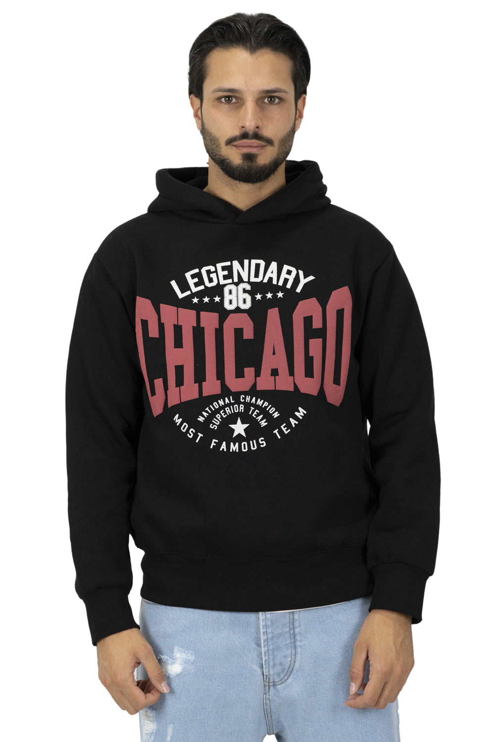 Felpa Uomo Con Cappuccio College ''Chicago'' Art. Fe138