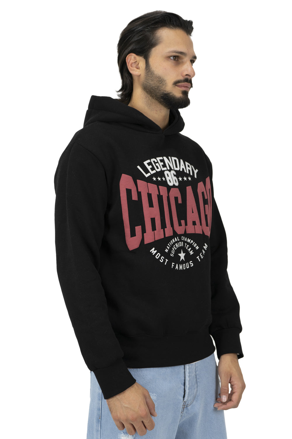 Felpa Uomo Con Cappuccio College ''Chicago'' Art. Fe138