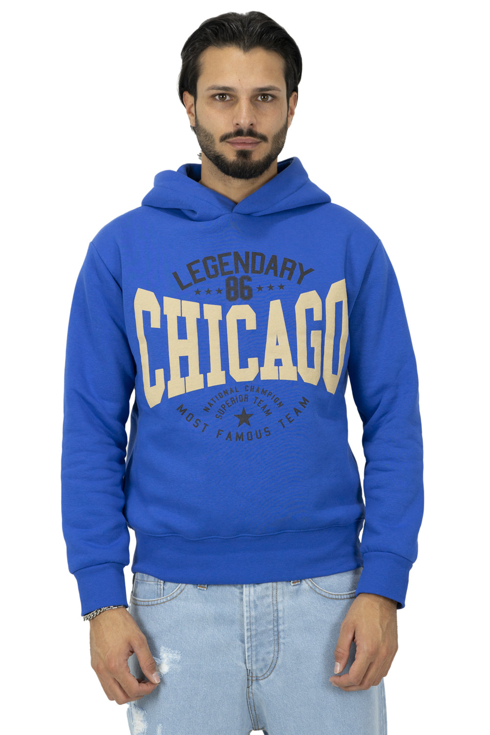 Felpa Uomo Con Cappuccio College ''Chicago'' Art. Fe138