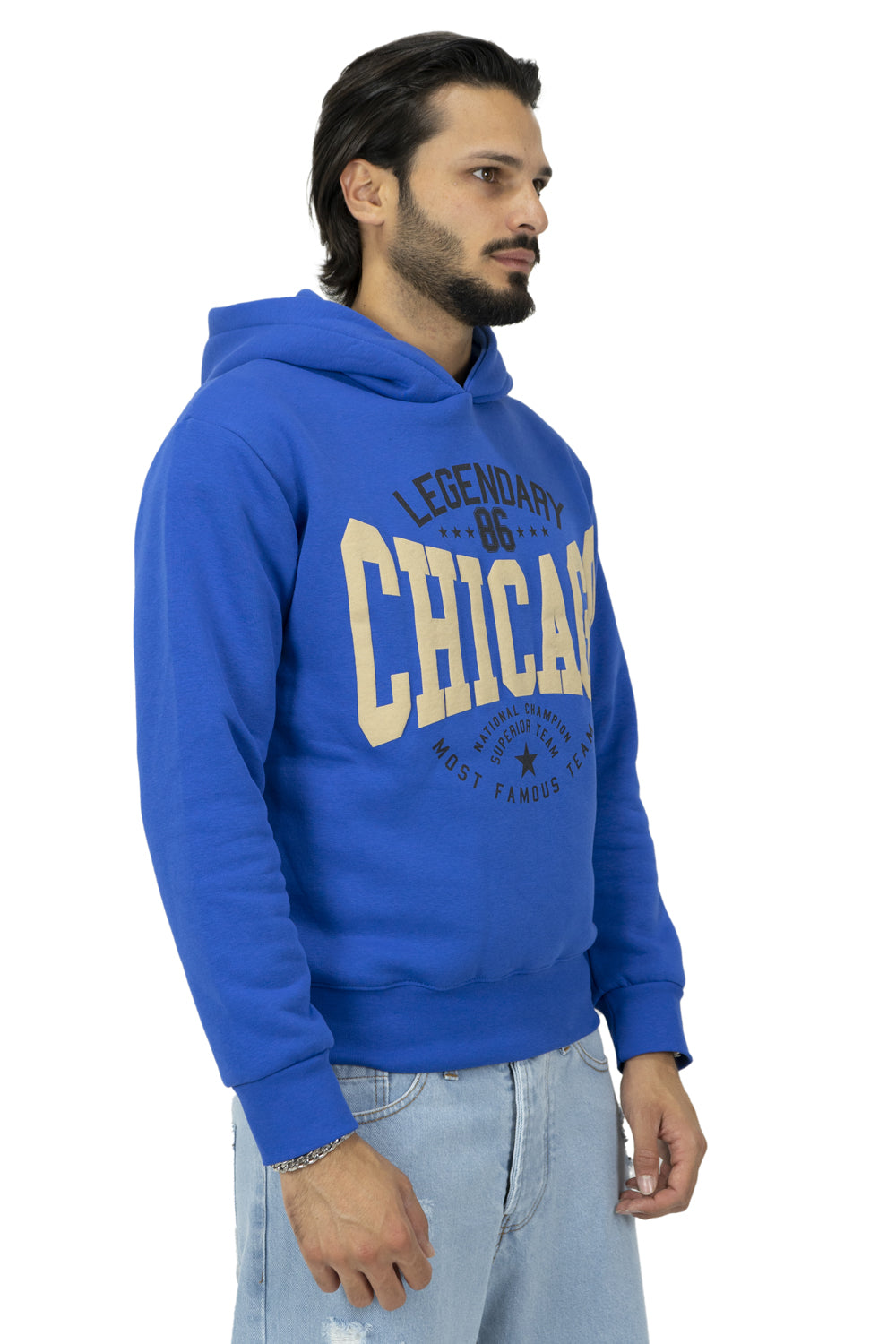 Felpa Uomo Con Cappuccio College ''Chicago'' Art. Fe138