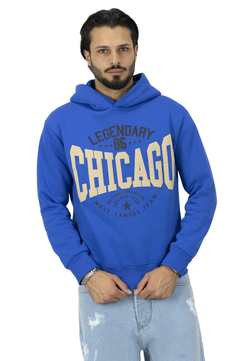 Felpa Uomo Con Cappuccio College ''Chicago'' Art. Fe138