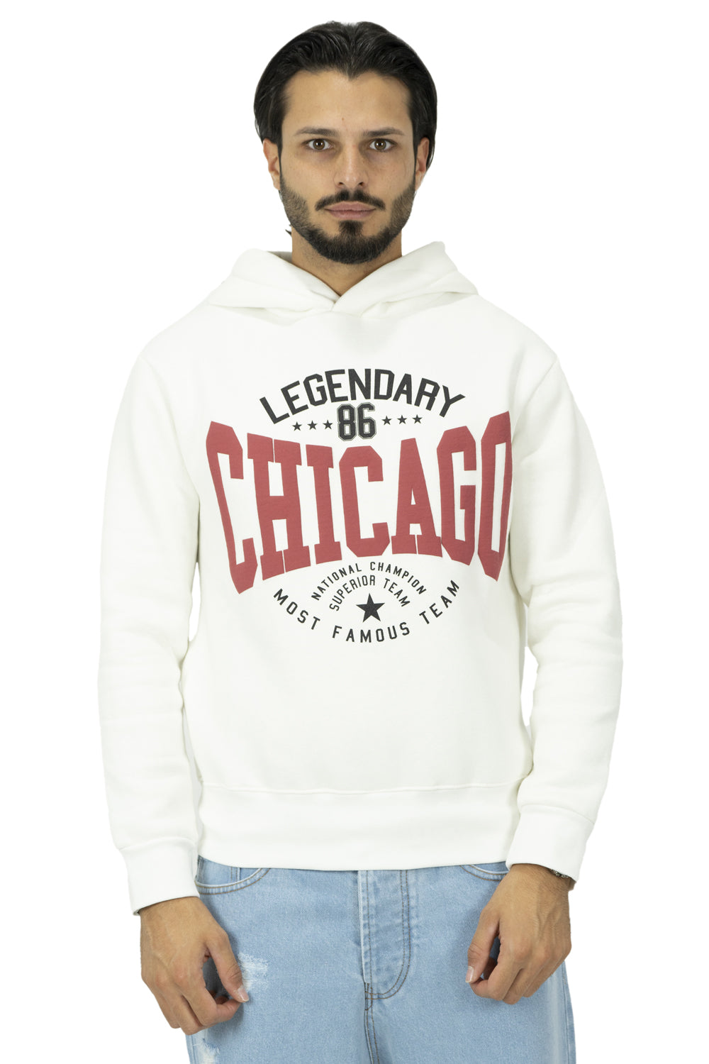 Felpa Uomo Con Cappuccio College ''Chicago'' Art. Fe138