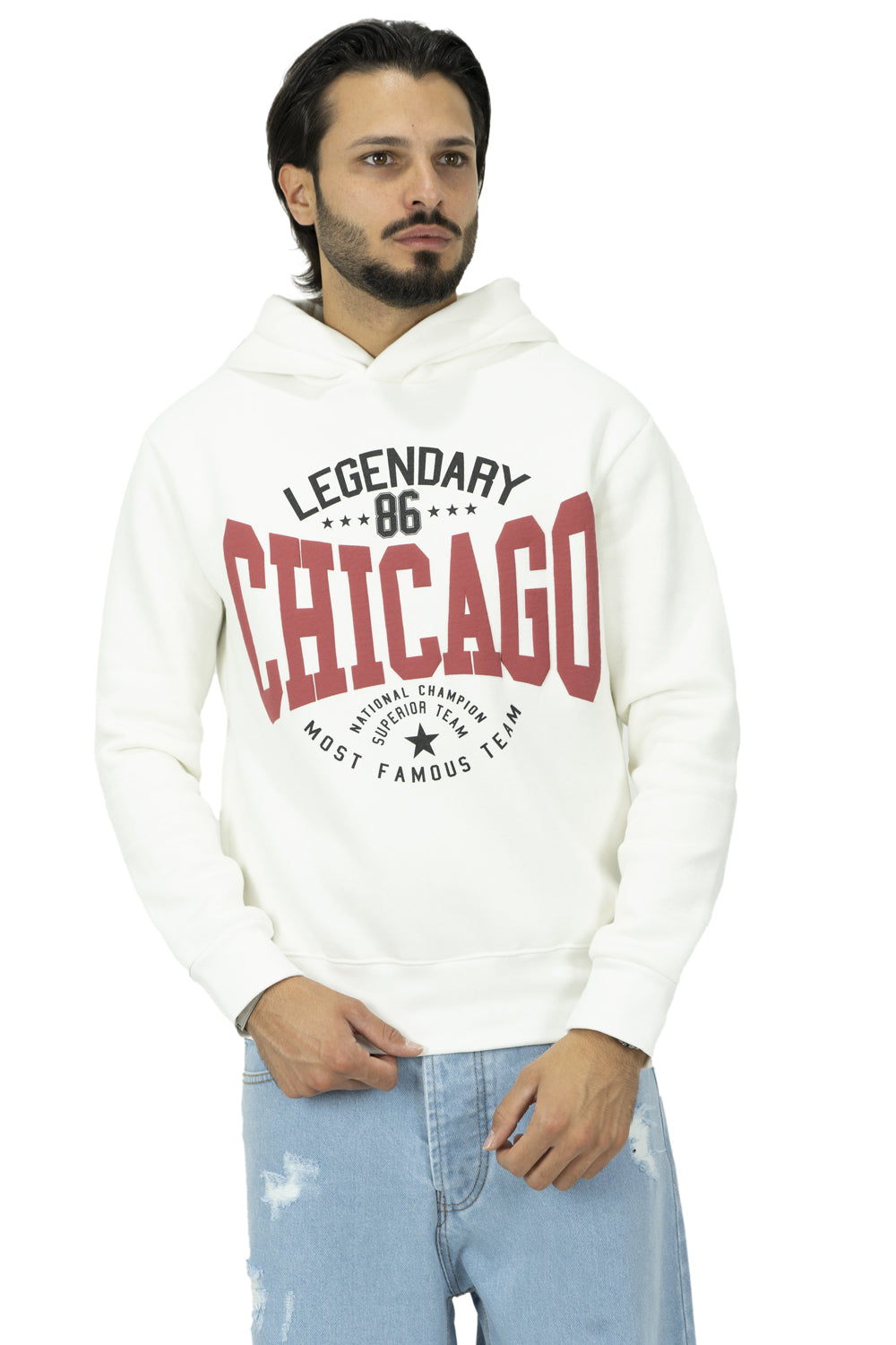 Felpa Uomo Con Cappuccio College ''Chicago'' Art. Fe138