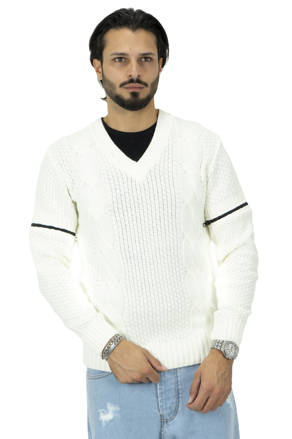 Maglione Uomo Scollo V Con Maniche removibili Art. Mg92