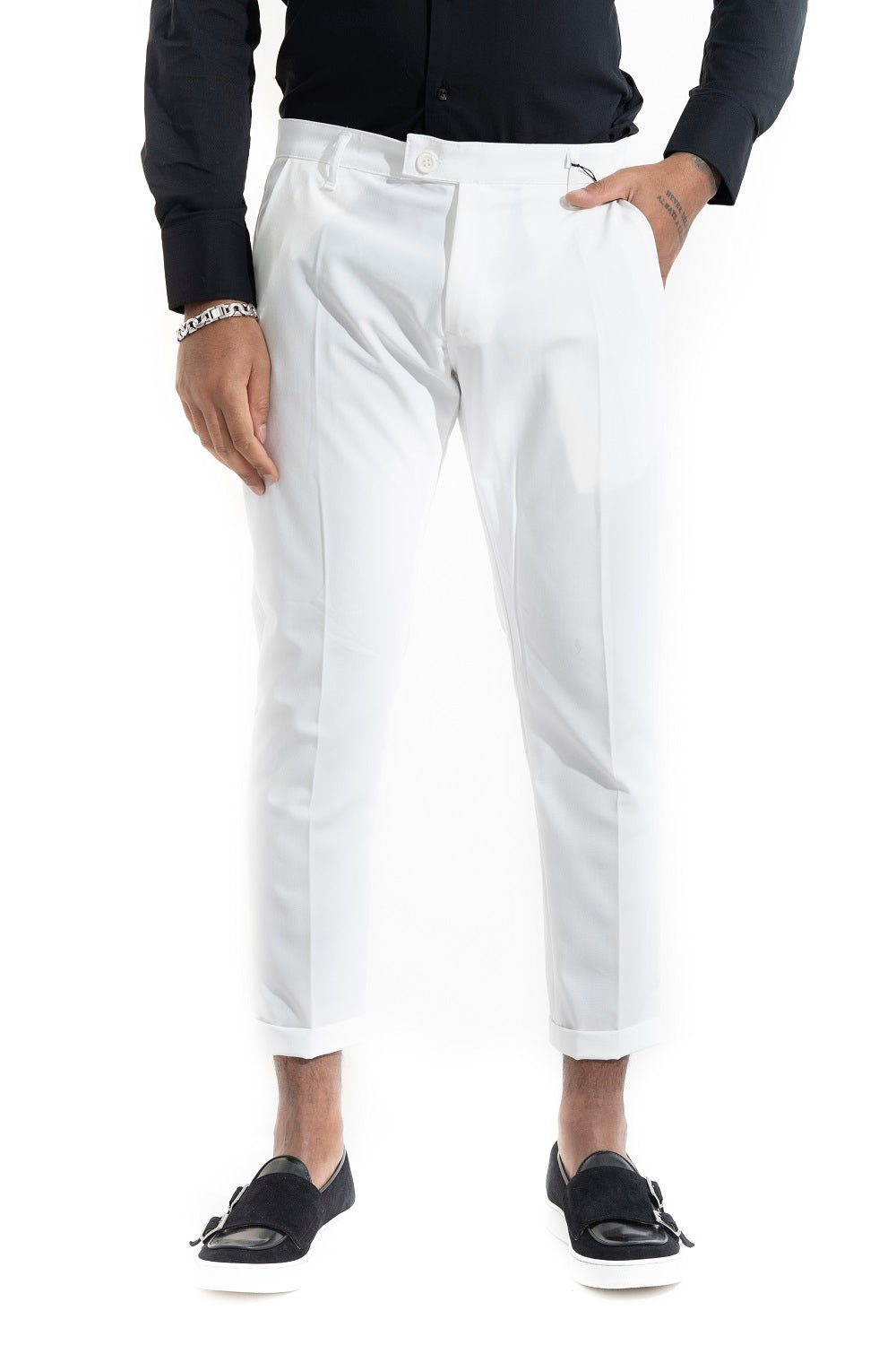 Pantalone Casual Uomo Tasca America Con Bottone Lato Art. Pt102