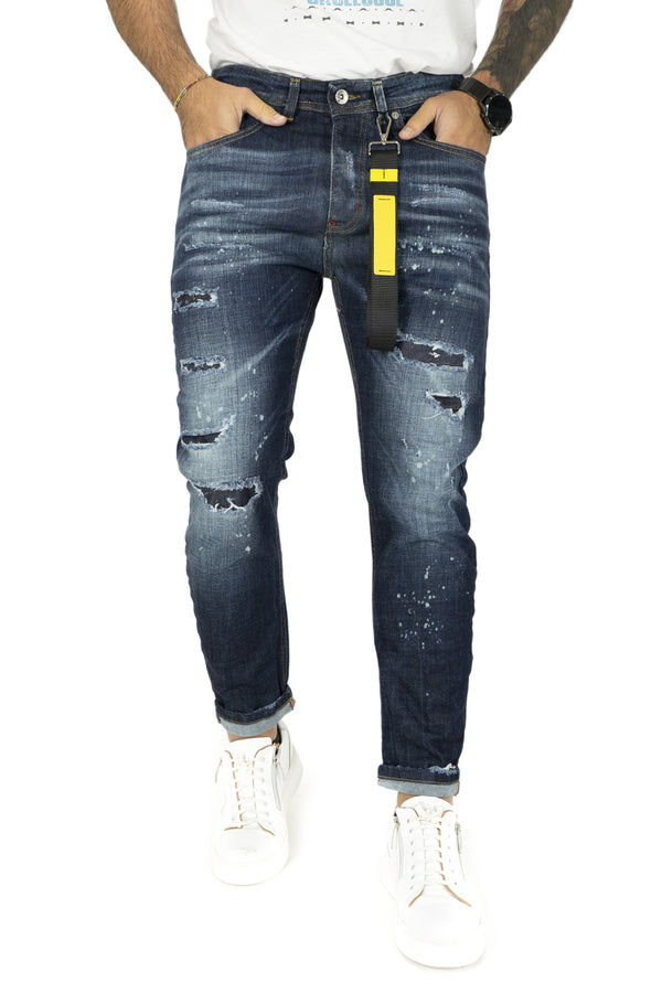 Jeans pour hommes avec déchirures et patchs Points légers Art. Js311