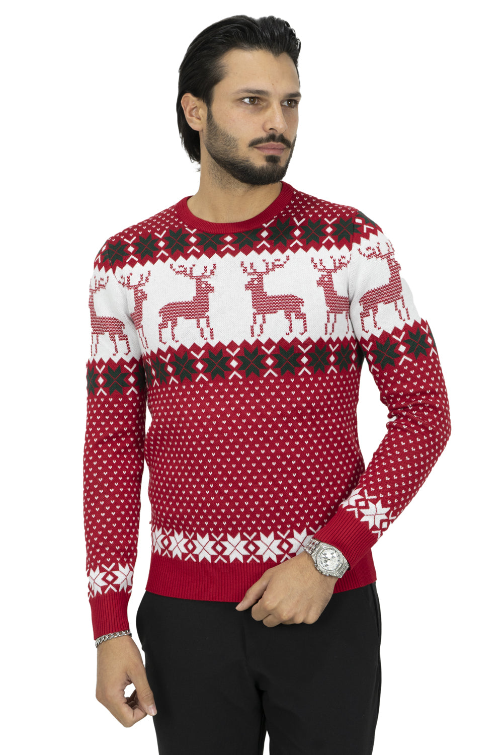 Maglione Christmas Con Renne Pixel Art. Mg97