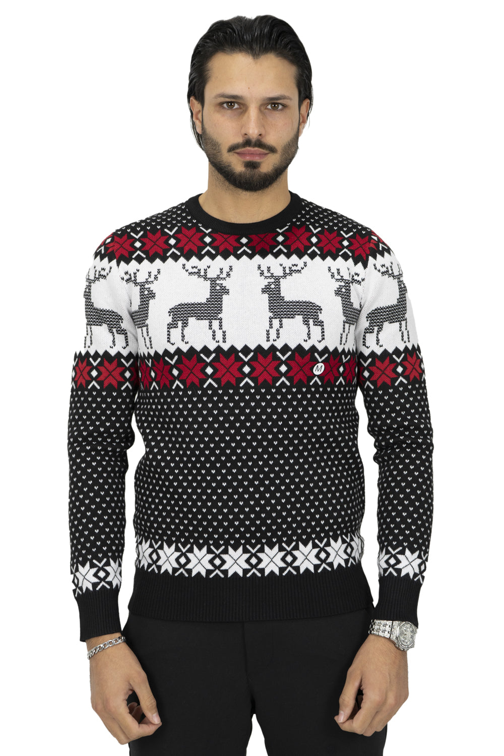 Maglione Christmas Con Renne Pixel Art. Mg97