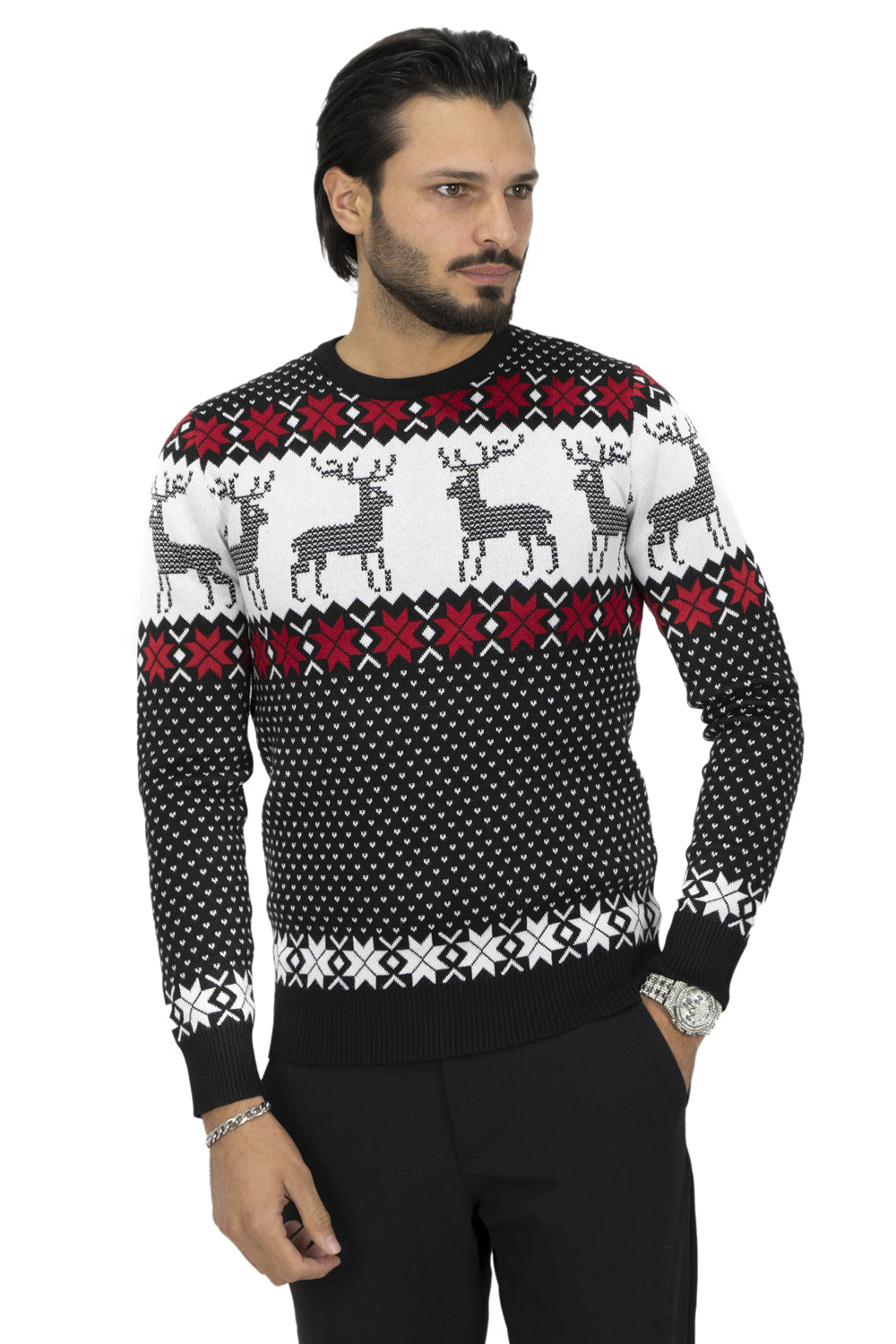 Maglione Christmas Con Renne Pixel Art. Mg97