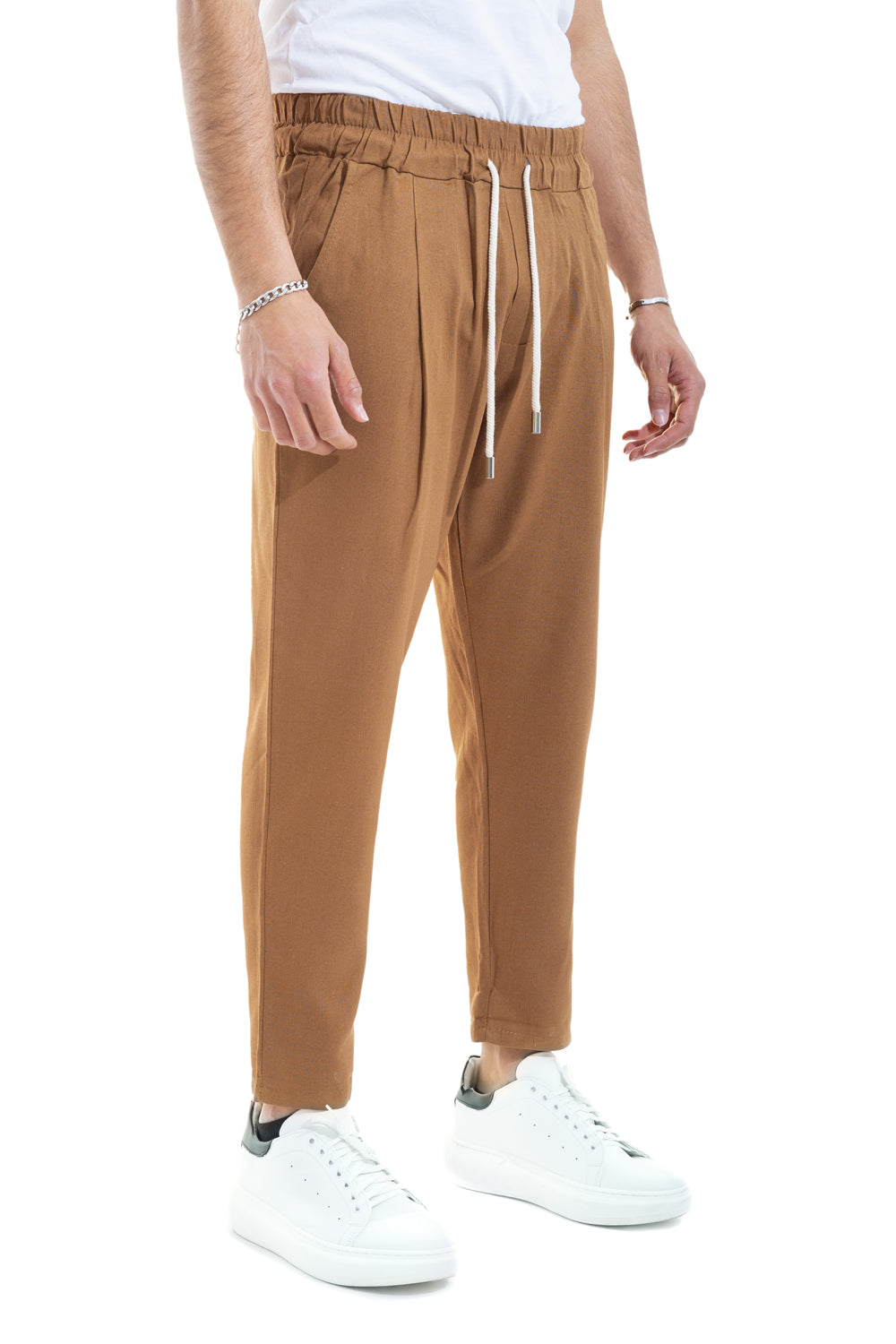 Pantalone  Uomo In Lino Tinta Unita Tasca America Art. Pt45