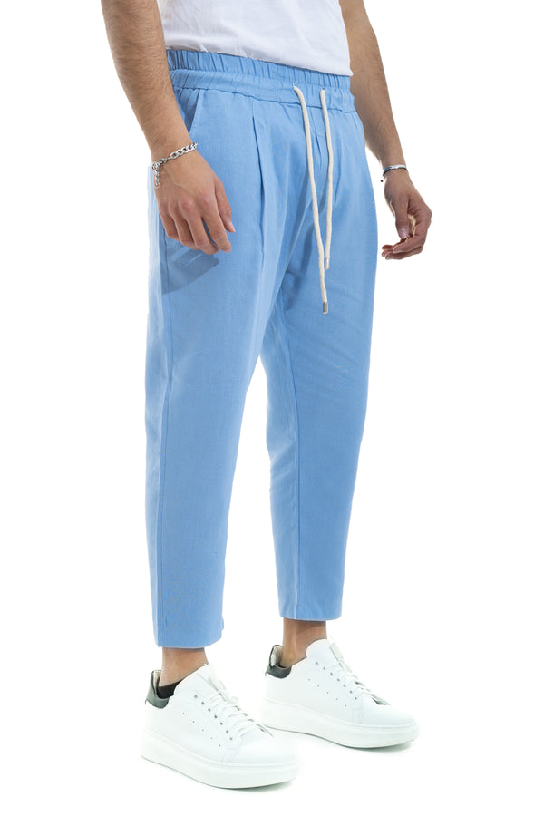 Pantalone Uomo In Lino Tinta Unita Tasca America Art. Pt45