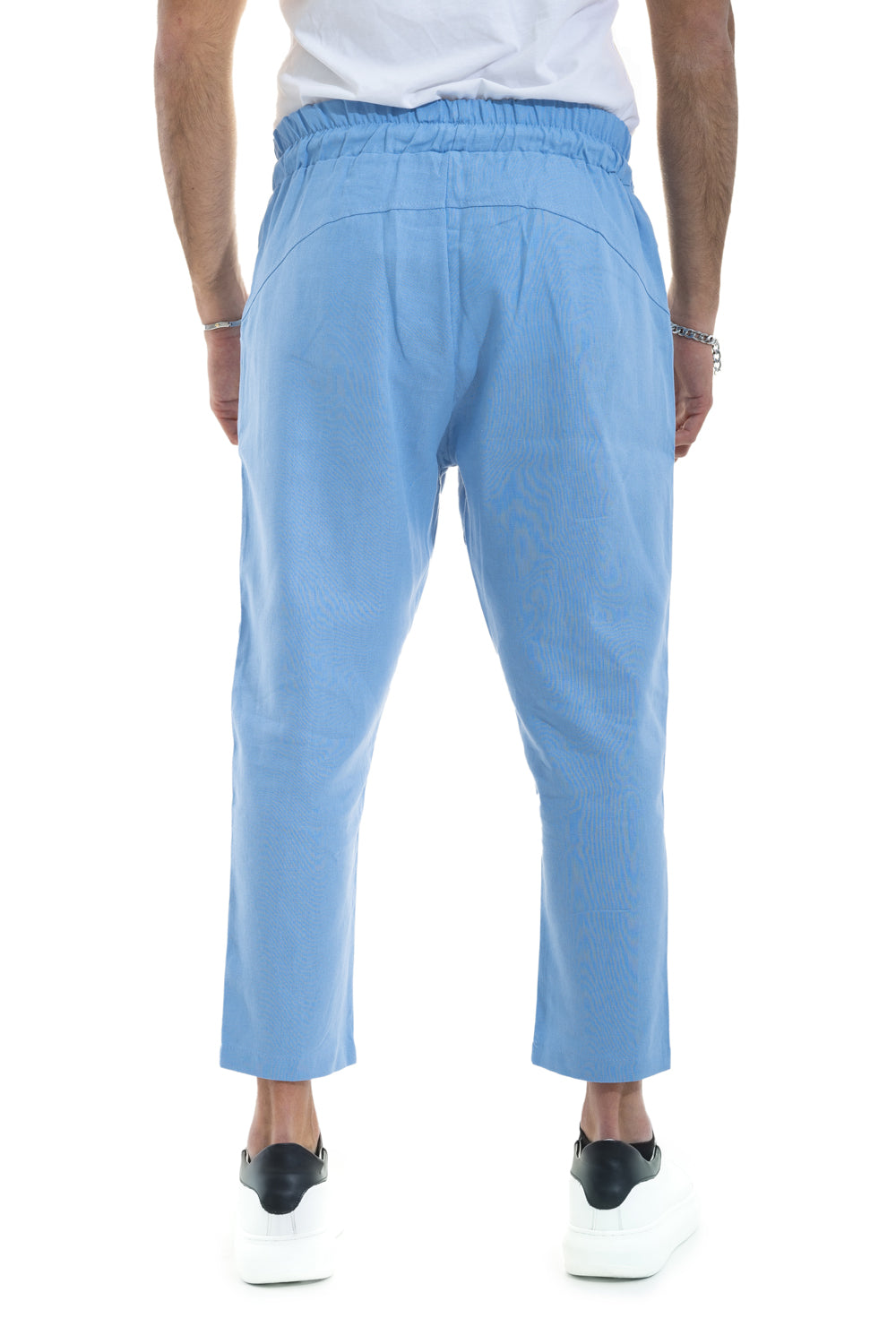 Pantalone Uomo In Lino Tinta Unita Tasca America Art. Pt45