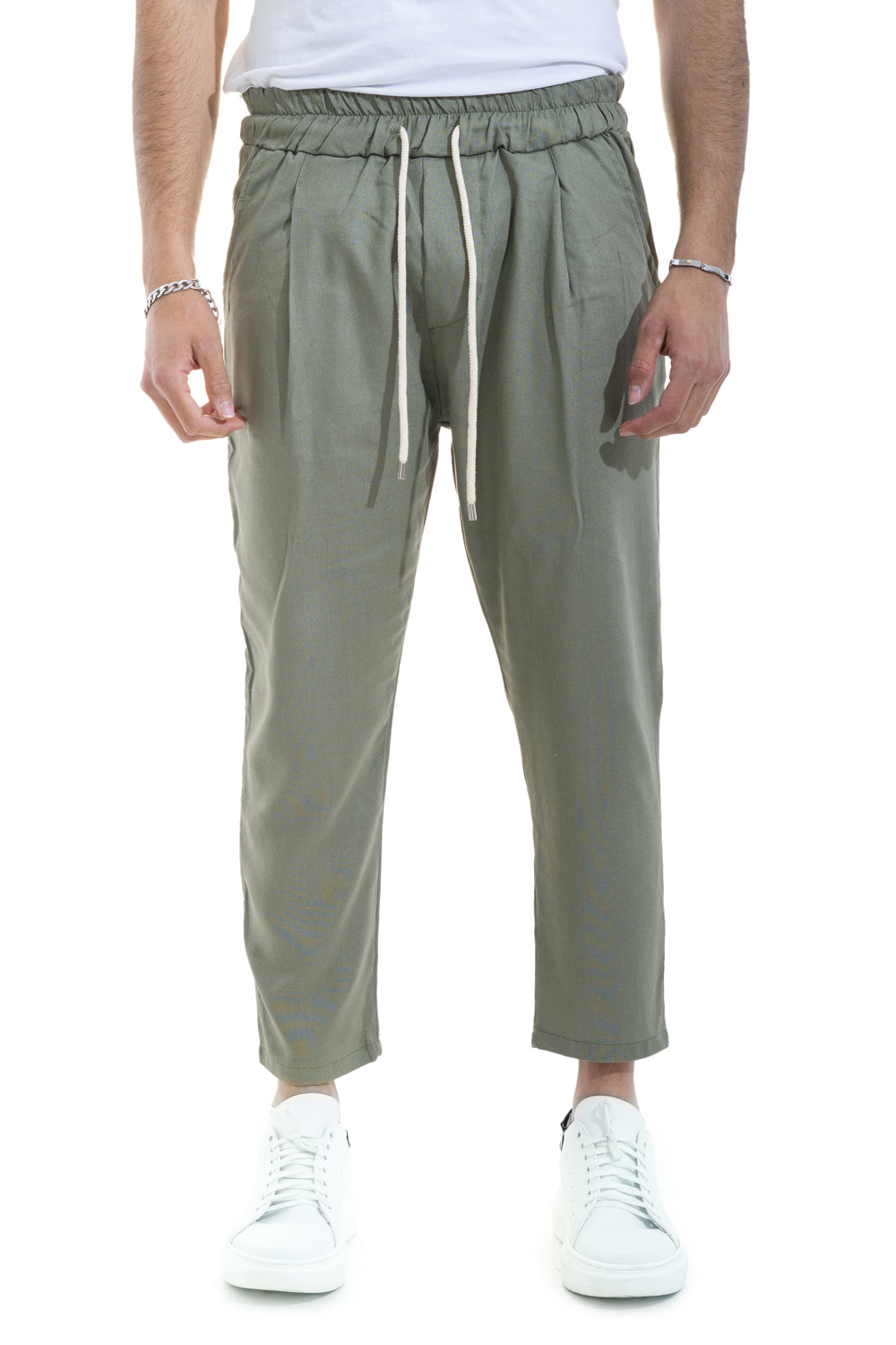 Pantalone Uomo In Lino Tinta Unita Tasca America Art. Pt45