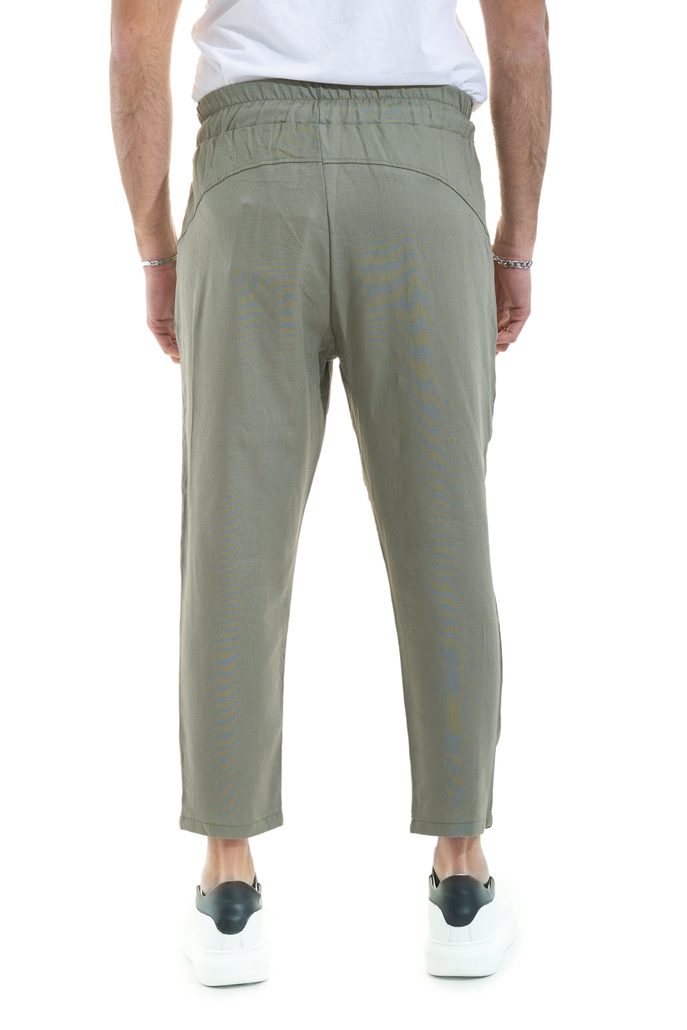 Pantalone Uomo In Lino Tinta Unita Tasca America Art. Pt45