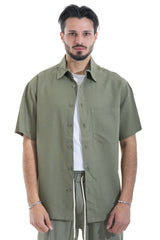 Camicia Mezze Maniche Collo Italiano Misto Lino Art. Cm95