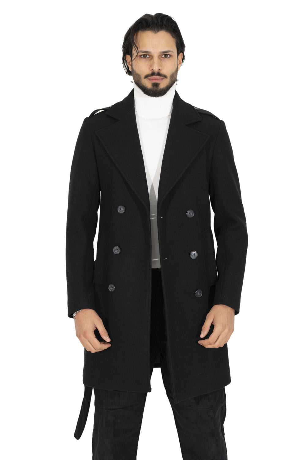 Cappotto Uomo Invernale Trench Lungo Trench Coat Uomo IQYU - Cappotto Lungo Doppio Petto In Softshell Giacca Lavoro Elegante