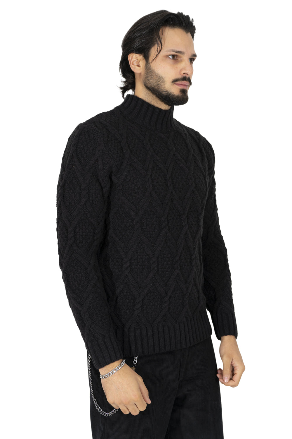 Maglione Uomo Lana Mezzo Collo Con Fantasia Art. Mg102