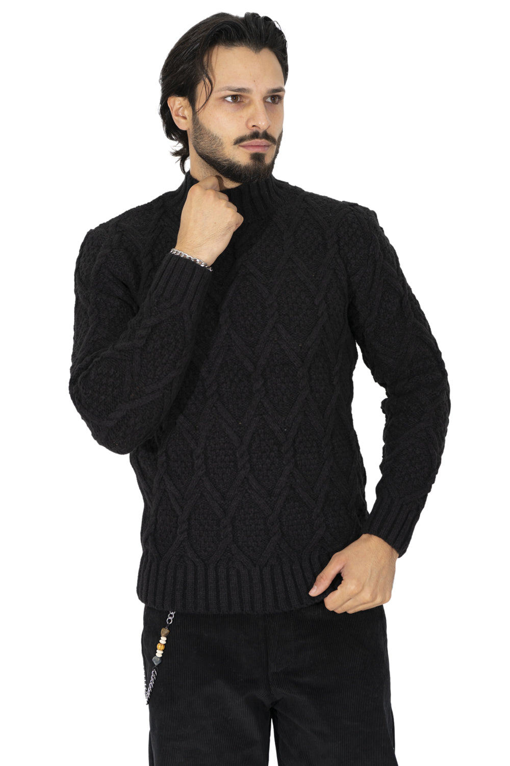 Maglione Uomo Lana Mezzo Collo Con Fantasia Art. Mg102