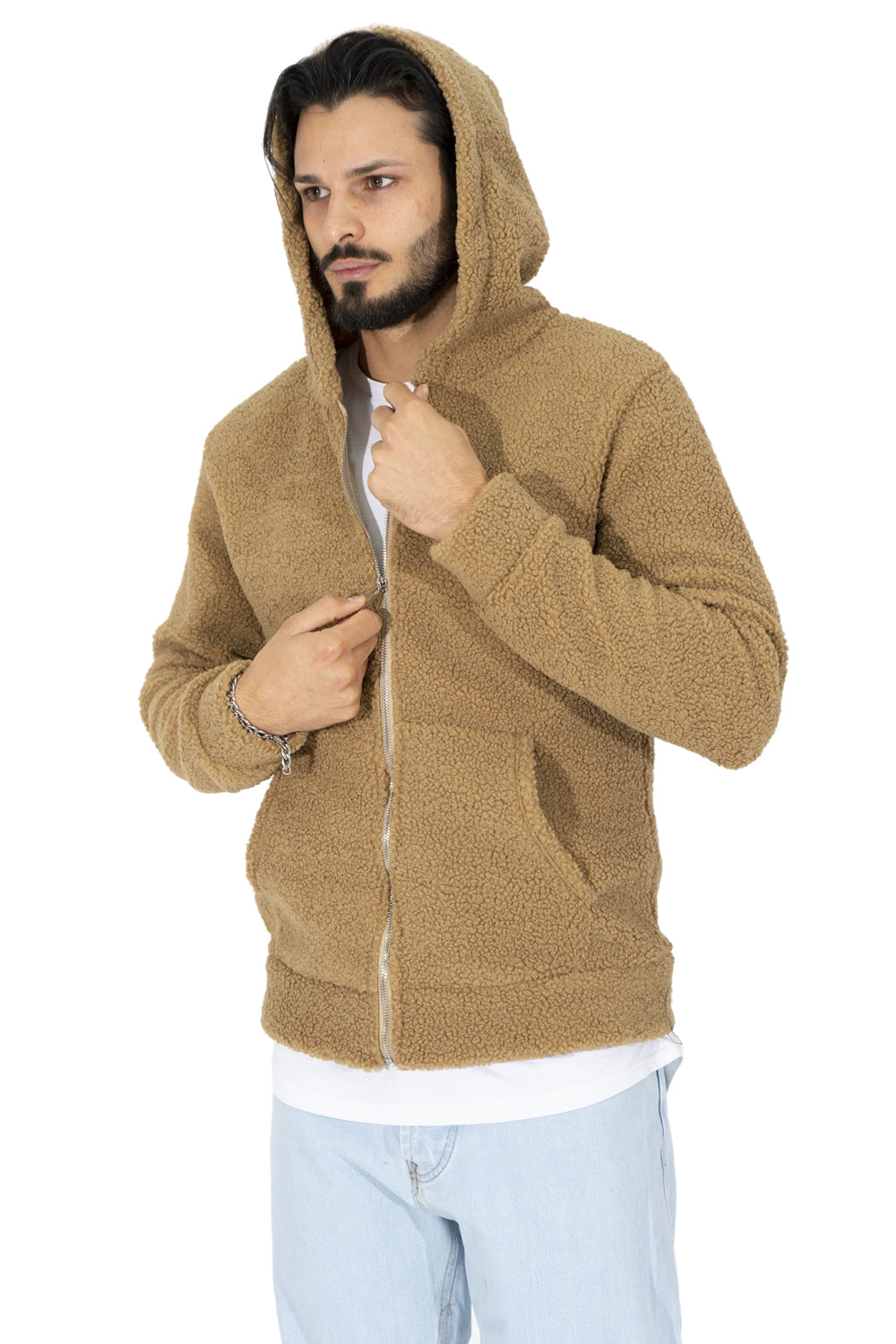 Felpa Teddy Eco-pelliccia Con Zip e Cappuccio Art. Fe141