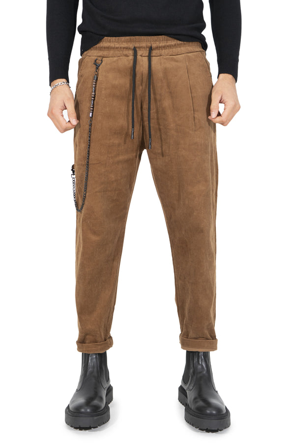 Pantalon de jogging côtelé pour homme avec plis et accessoire Art. Pt153