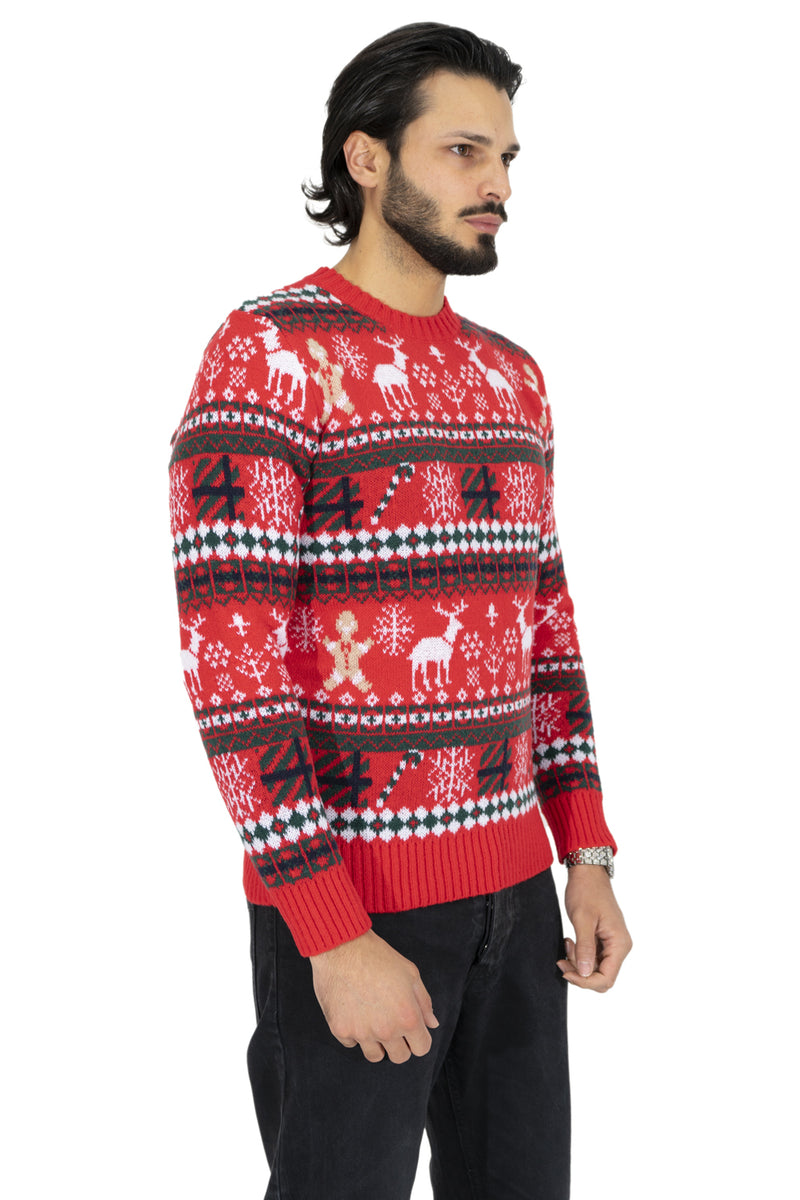 Xact Maglione Natalizio Uomo Con Cappuccio - 3 Stili: Babbo Natale, Elfo, Rudolph