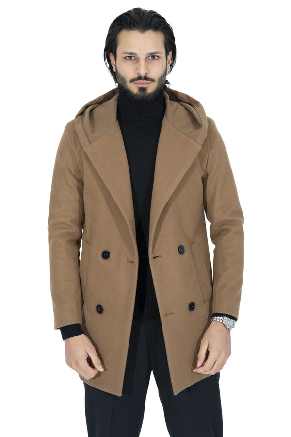 Cappotto Uomo Con Cappuccio Tinta Unita Art. Cp27