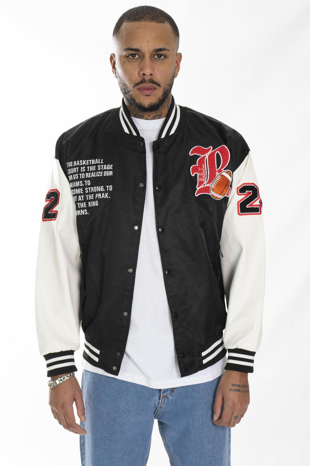 Giubbotto Uomo College Varsity ''LR'' Con stampe e patch Art. Gb133