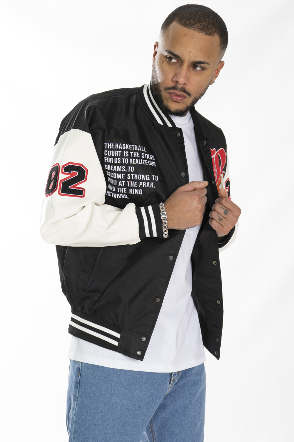 Giubbotto Uomo College Varsity ''LR'' Con stampe e patch Art. Gb133