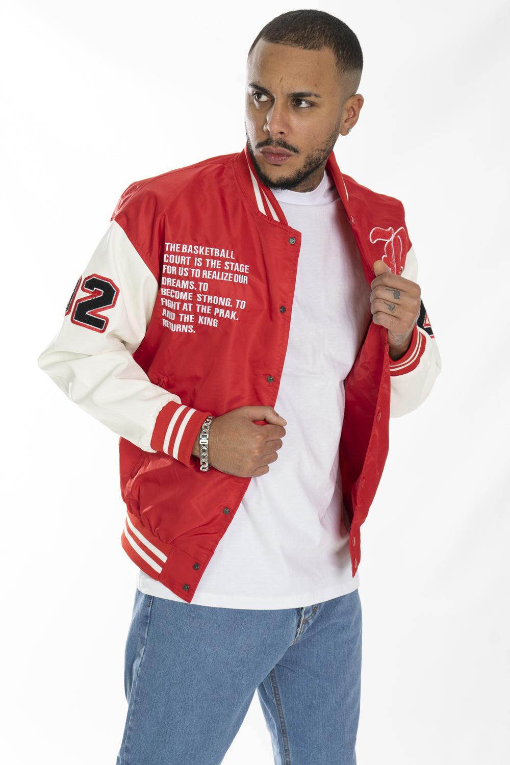 Giubbotto Uomo College Varsity ''LR'' Con stampe e patch Art. Gb133