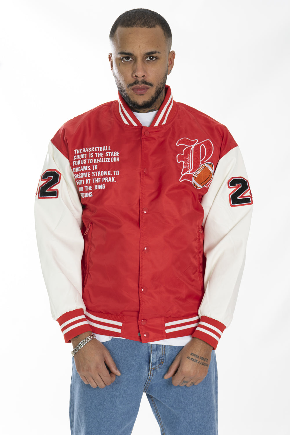 Giubbotto Uomo College Varsity ''LR'' Con stampe e patch Art. Gb133