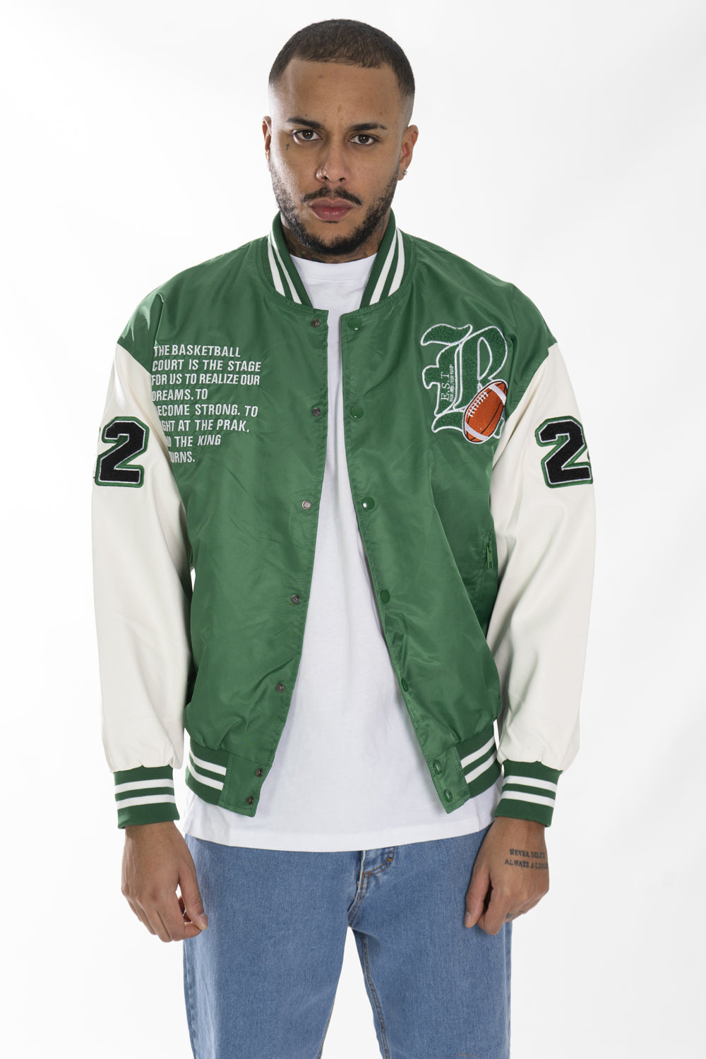 Giubbotto Uomo College Varsity ''LR'' Con stampe e patch Art. Gb133