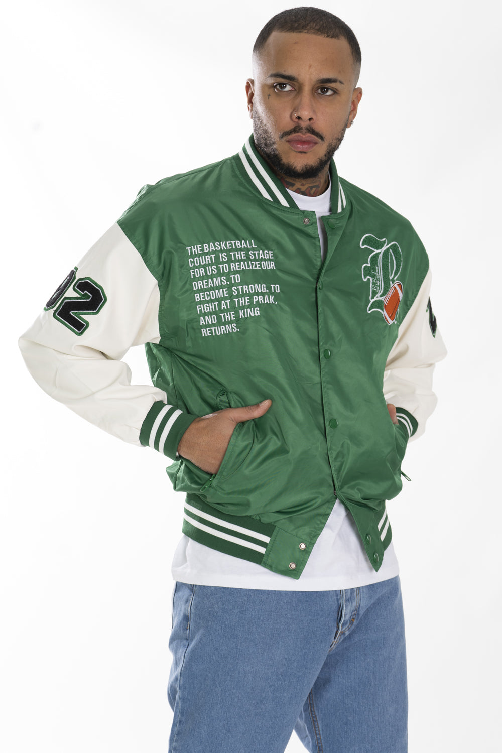 Giubbotto Uomo College Varsity ''LR'' Con stampe e patch Art. Gb133