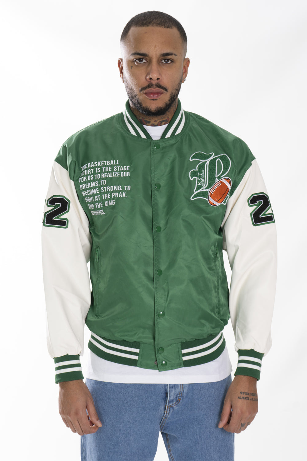 Giubbotto Uomo College Varsity ''LR'' Con stampe e patch Art. Gb133