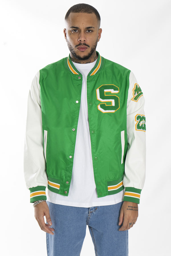 Giubbotto Uomo Giacca Varsity ''S'' Con Maniche Ecopelle Art. Gb135