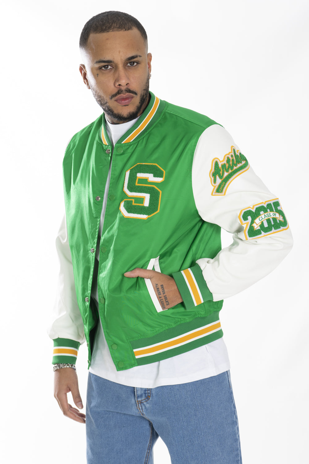 Giubbotto Uomo Giacca Varsity ''S'' Con Maniche Ecopelle Art. Gb135