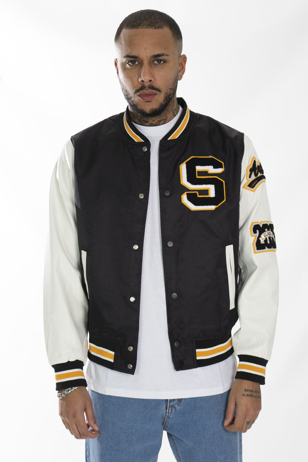 Giubbotto Uomo Giacca Varsity ''S'' Con Maniche Ecopelle Art. Gb135