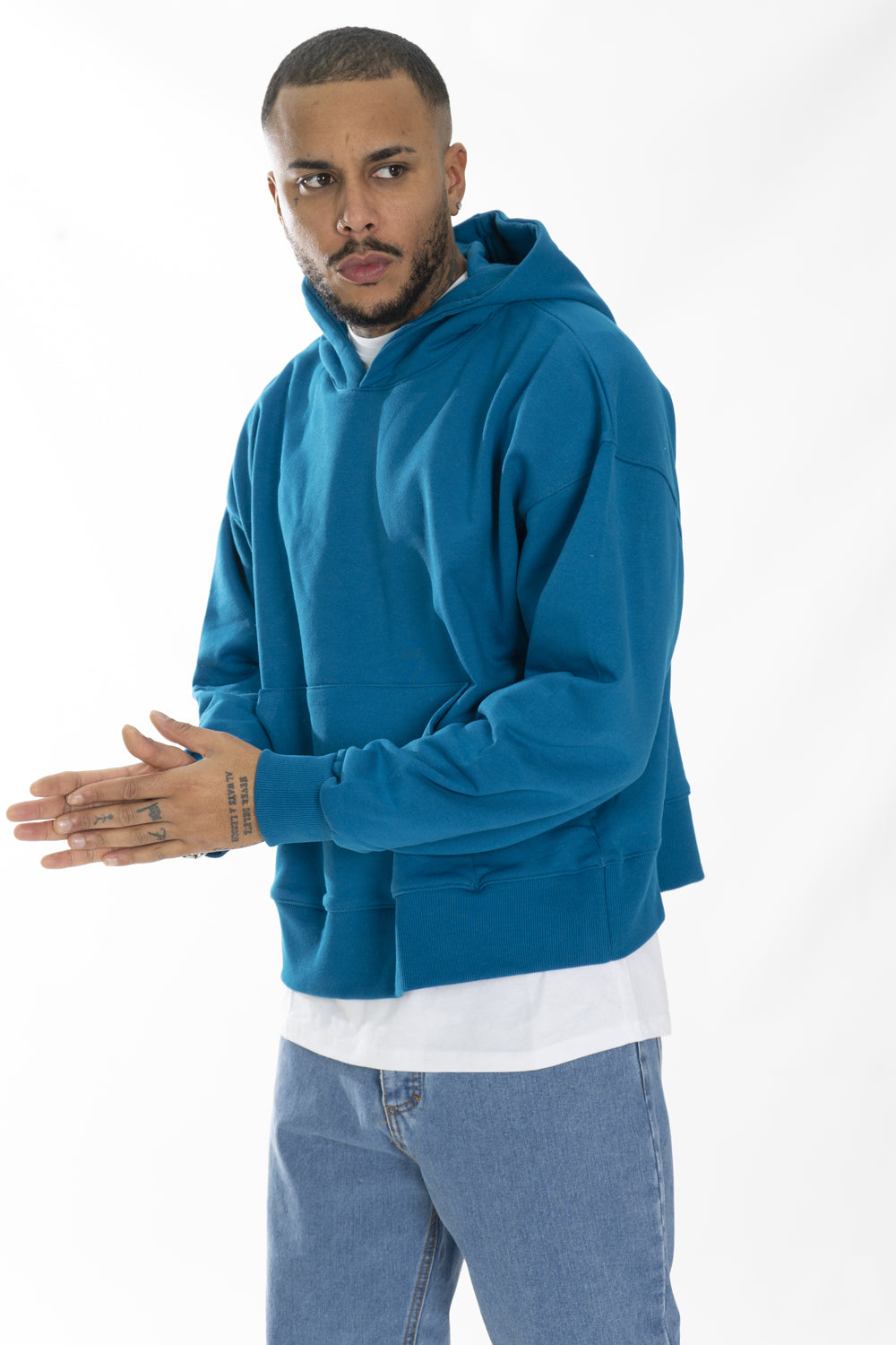 Felpa Uomo Tinta Unita Boxy Fit Con Cappuccio Art. Fe150