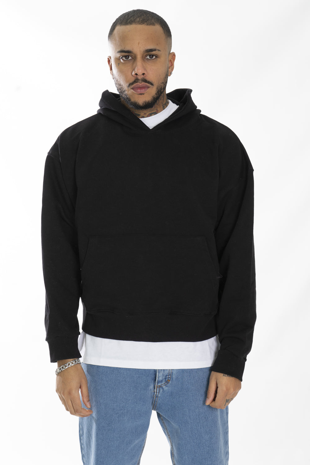 Felpa Uomo Tinta Unita Boxy Fit Con Cappuccio Art. Fe150