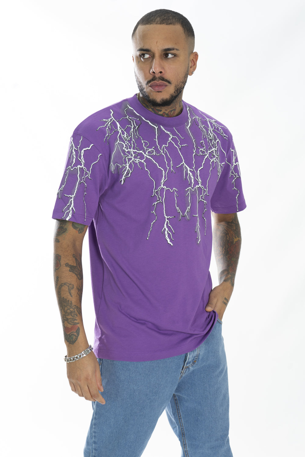 T-Shirt Uomo Girocollo Stampa Fulmini Art. Ts158