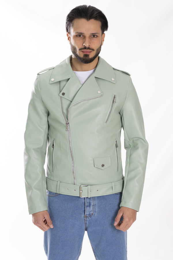 Giubbotto Uomo Chiodo Con Cintura Chiusura Trasversale Art. Gb130