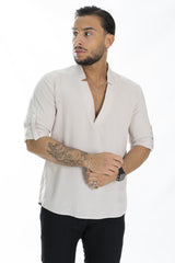 Camicia Casacca Uomo Viscosa Scollo V Tinta Unita Art. Cm163