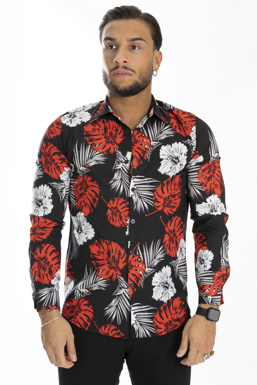 Camicia Uomo Maniche Lunghe Fantasia Fiori Art. Cm93